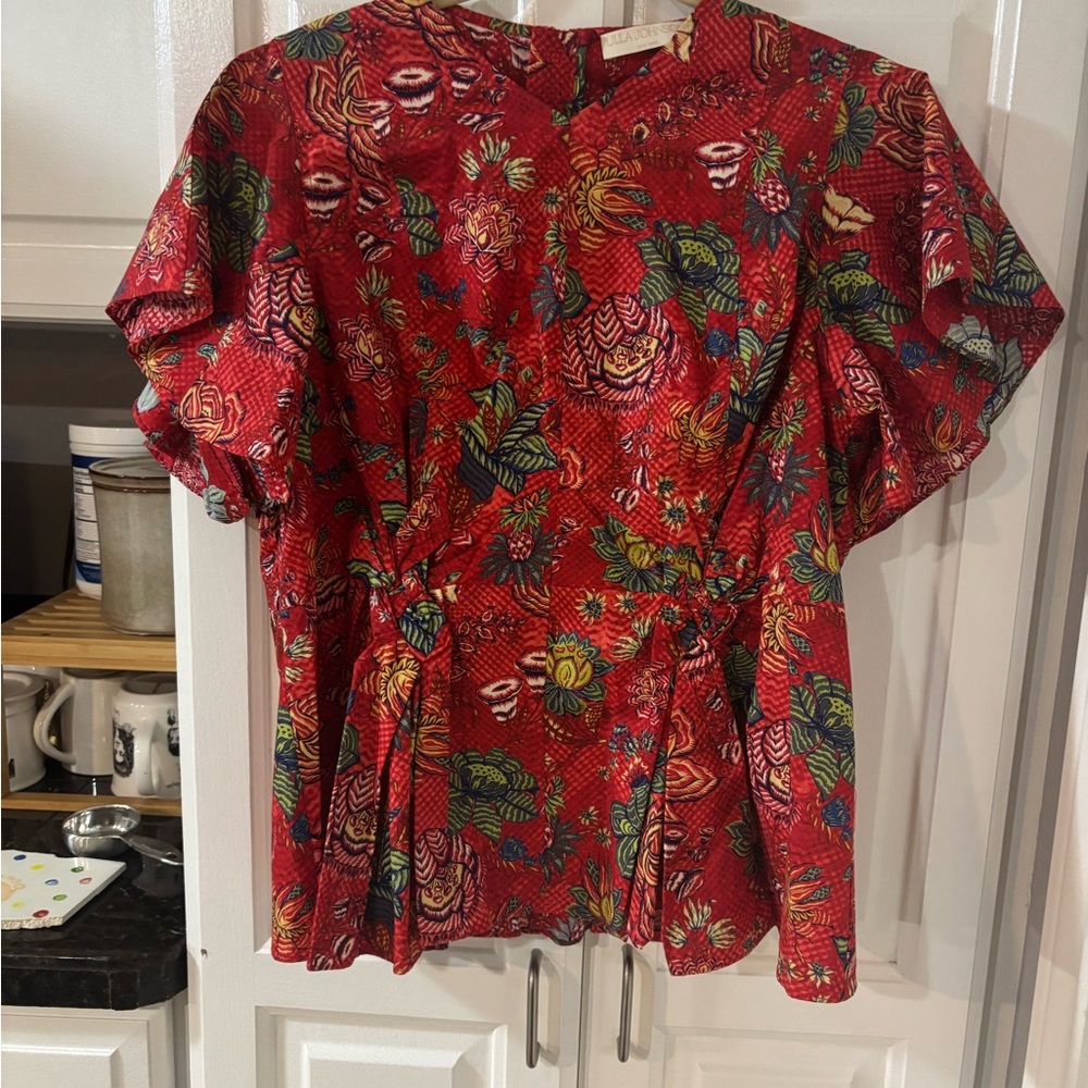 Ulla Johnson Red Floral Blouse
